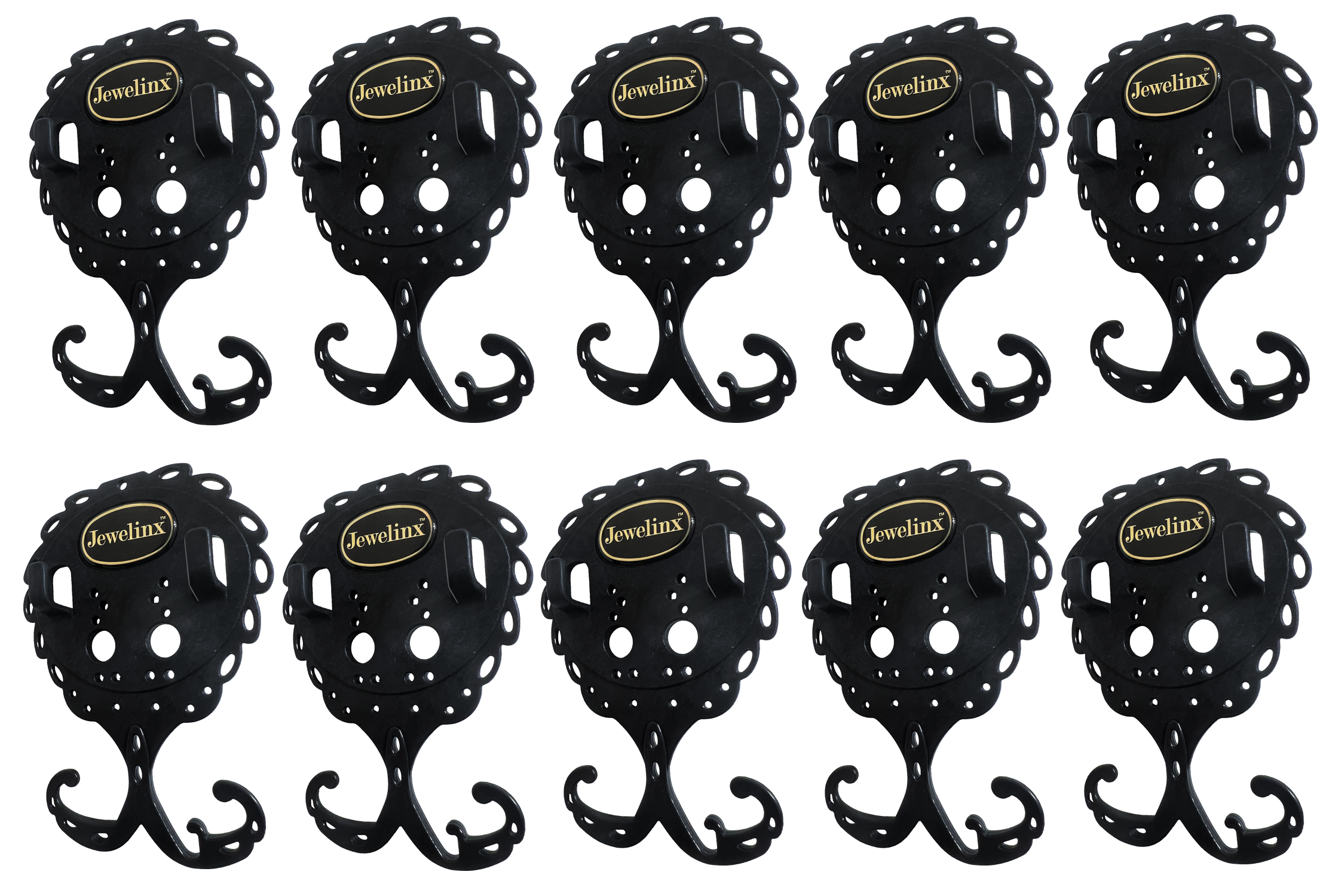 Jewelinx Hanging Jewelry Organizer 10-Pack Collection (5 Colors)