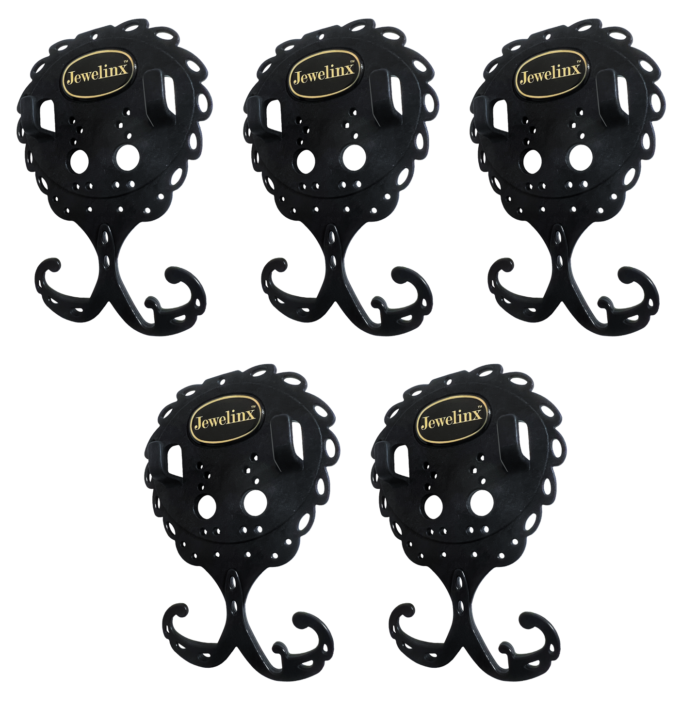 Jewelinx Hanging Jewelry Organizer 5-Pack Collection (6 Colors)